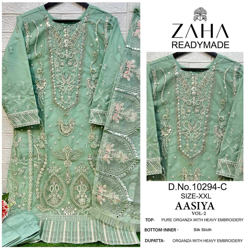 Zaha Aasiya Vol 2 Orangza With Heavy Embroidered Designer Party Wear Suit