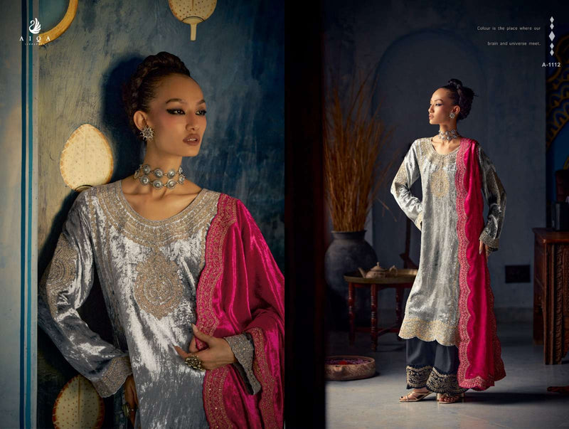 Aiqa Shahen Shah Velvet Fancy Work Designer Wedding Wear Suit