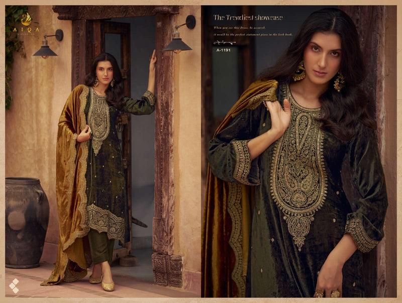 Aiqa Shikarbagh Velvet Fancy Work Designer Party Wear Suit