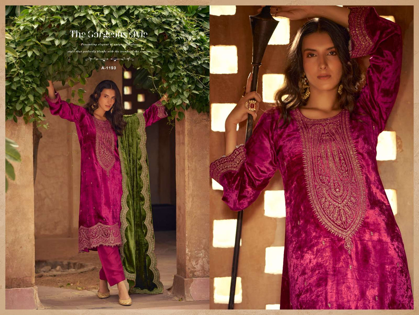 Aiqa Shikarbagh Velvet Fancy Work Designer Party Wear Suit