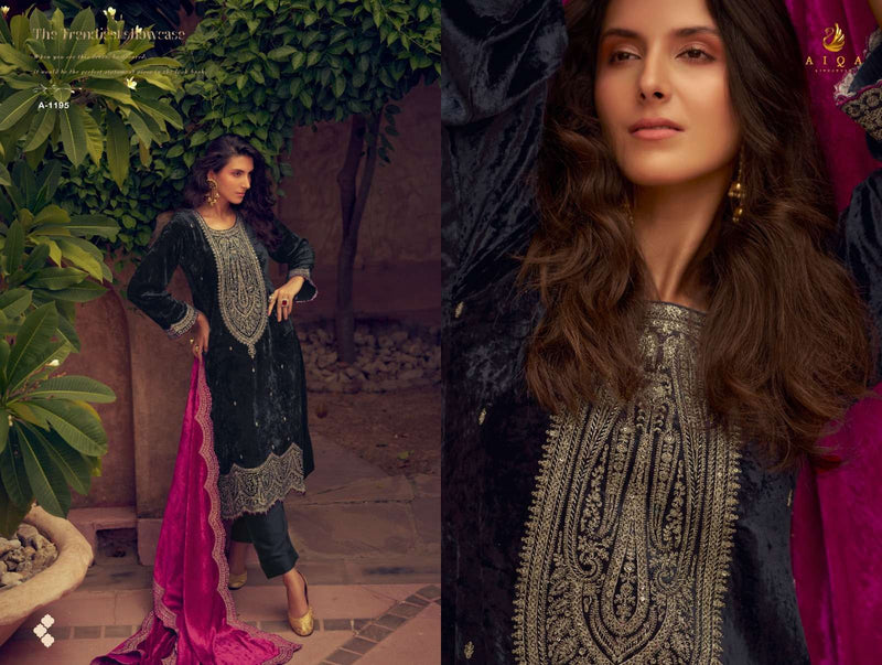 Aiqa Shikarbagh Velvet Fancy Work Designer Party Wear Suit