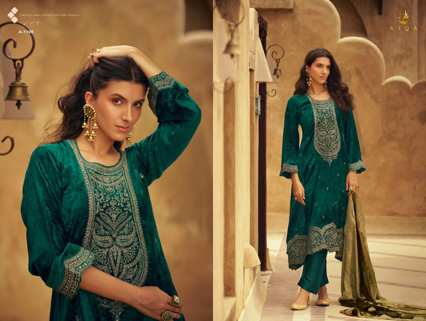 Aiqa Shikarbagh Velvet Fancy Work Designer Party Wear Suit