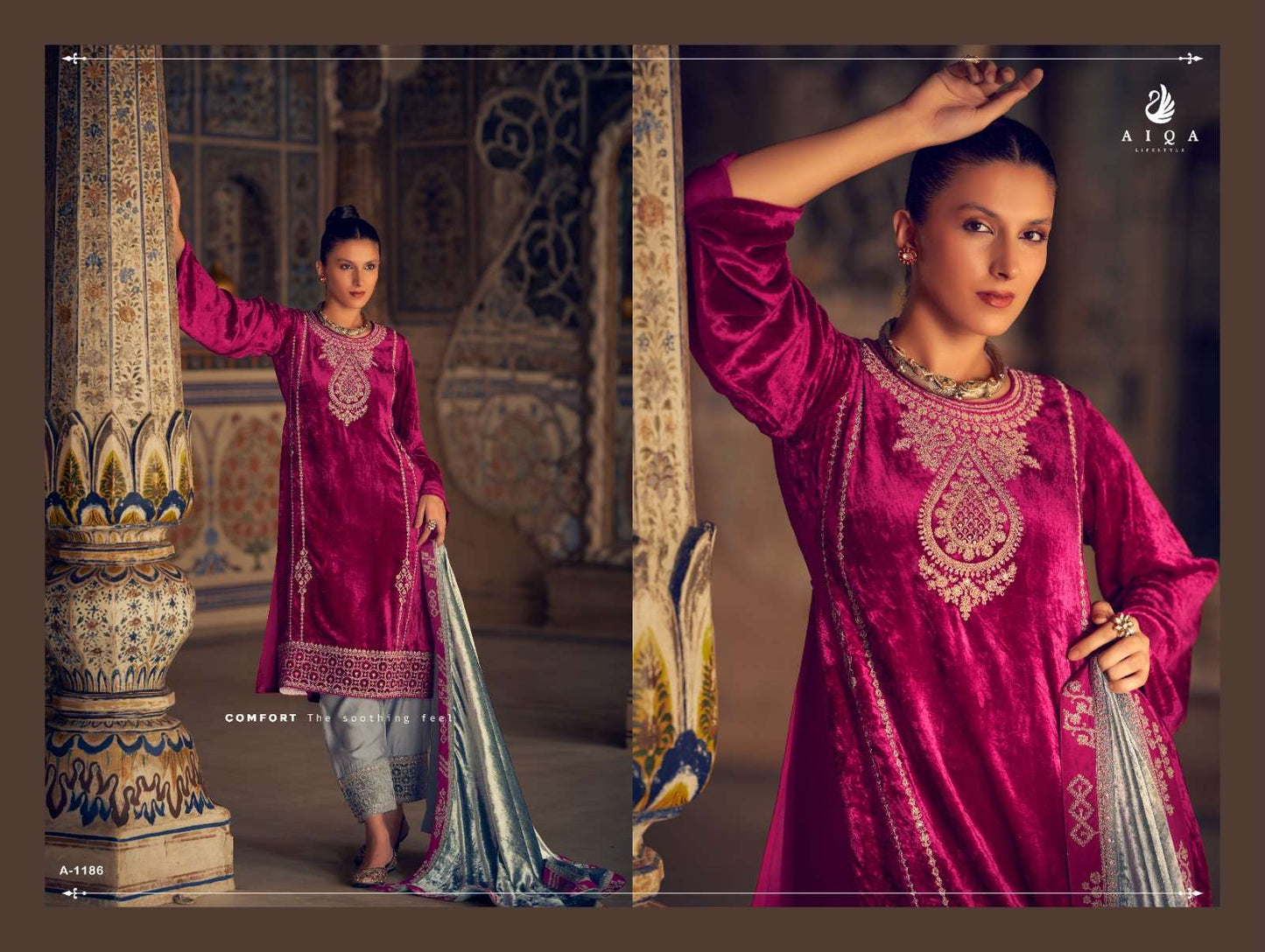 Aiqa Silsila Velvet Party Wear Suit