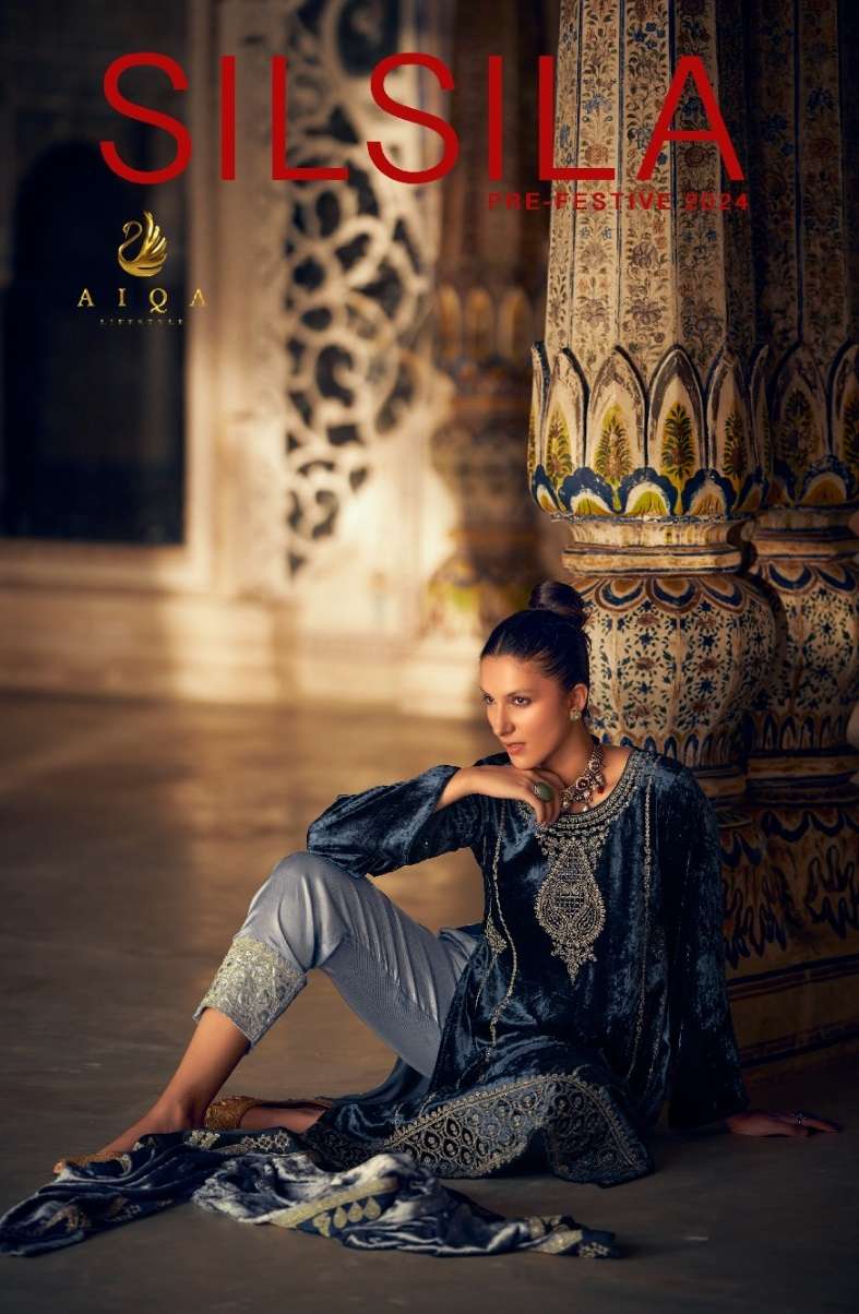 Aiqa Silsila Velvet Party Wear Suit