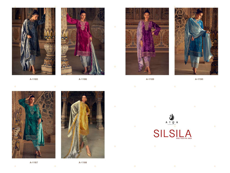 Aiqa Silsila Velvet Party Wear Suit