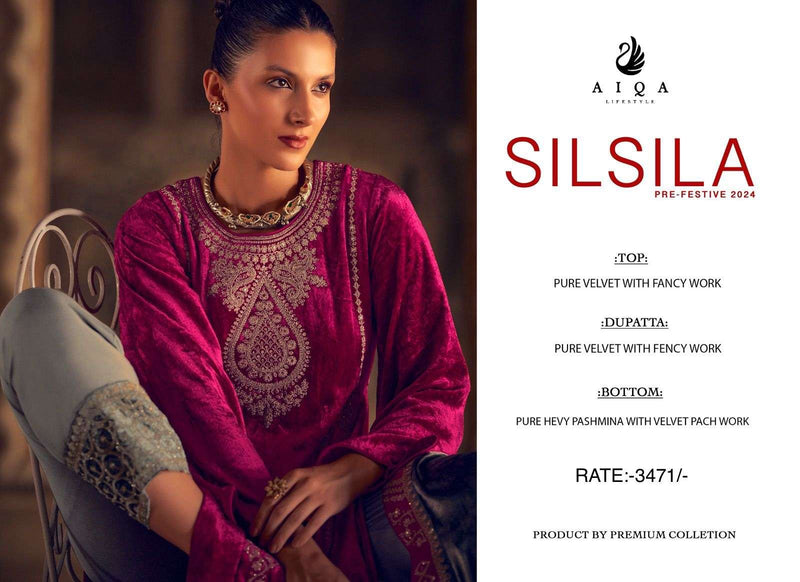 Aiqa Silsila Velvet Party Wear Suit