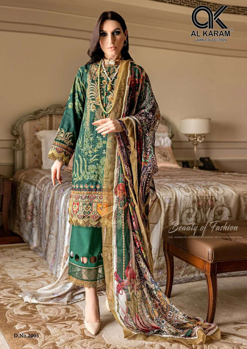 Al Karam Firdous Exclusive Collection Vol 2 Printed With Patch Work Pakistani Salwar Kameez Material