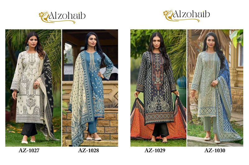 Al Zohaib Bin Saeed Nx Cotton Print Self Heavy Embrodairy Salwar Suit