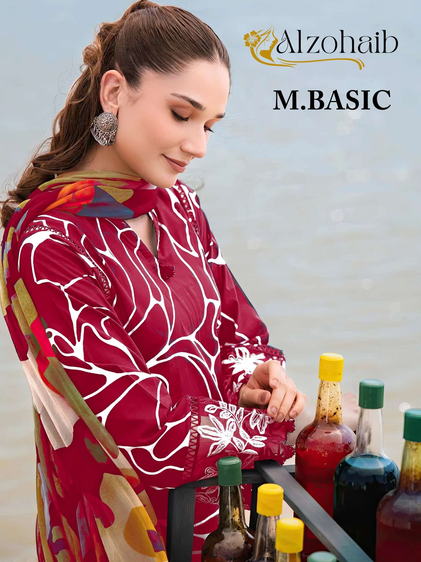 Al Zohaib M Basic D No 1022 A B C Cotton Embrodairy Patches Fancy Salwar Suit