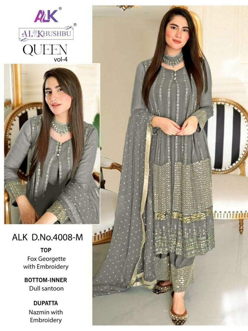 Alk Queen Series Design No 4008 Georgette Heavy Embroidered Party Wear Suit