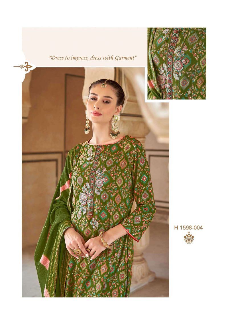 Alok Suit Zarina Edition 6 Rayon Gold Print Embroidery Stylish Salwar Suit