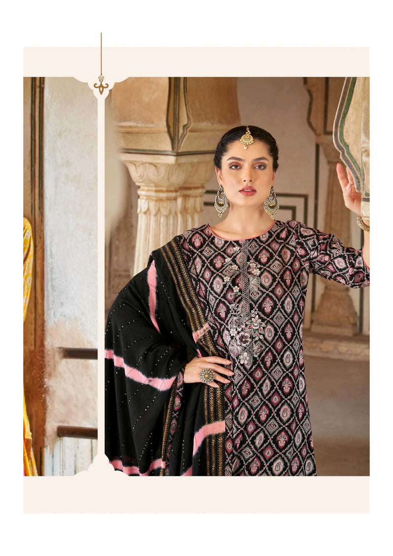 Alok Suit Zarina Edition 6 Rayon Gold Print Embroidery Stylish Salwar Suit