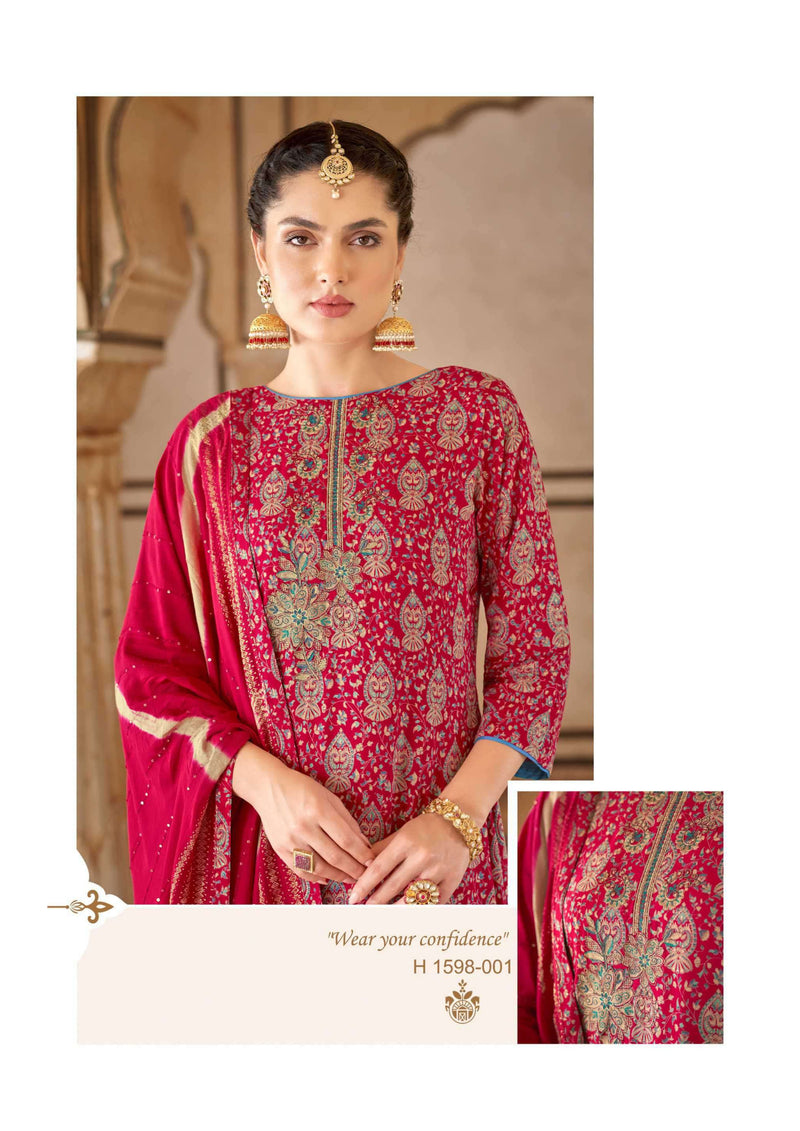 Alok Suit Zarina Edition 6 Rayon Gold Print Embroidery Stylish Salwar Suit