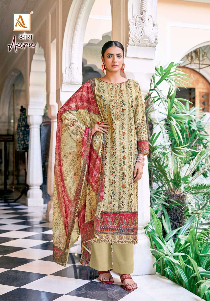 Alok Suits Aura Muslin Designer Digital Print Daman Embroidery Fancy Salwar Suit