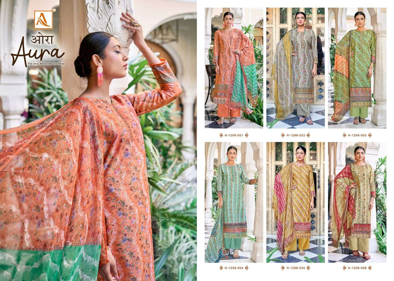 Alok Suits Aura Muslin Designer Digital Print Daman Embroidery Fancy Salwar Suit