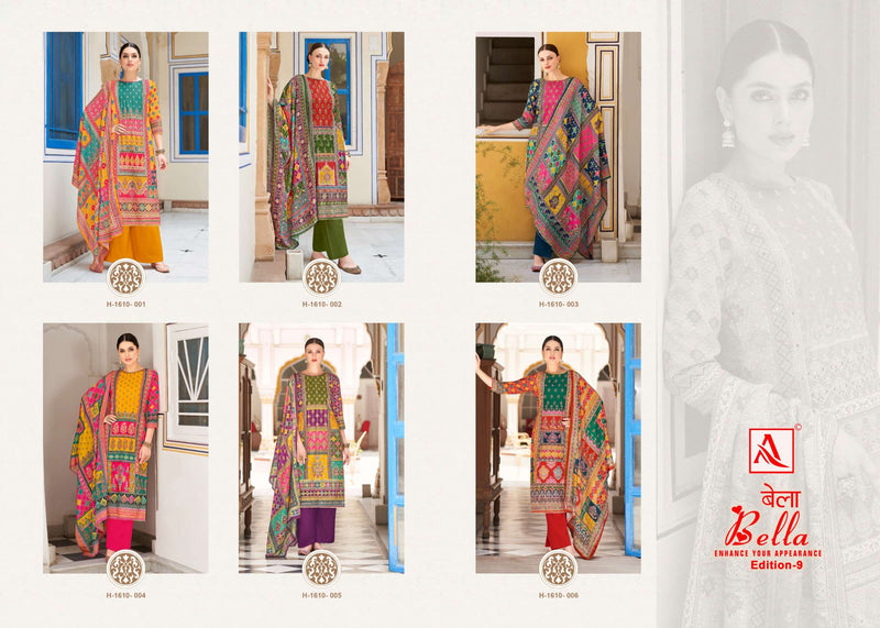 Alok Suits Bella Vol 9 Muslin Digital Print Aari Mirror Hand Work Salwar Suit