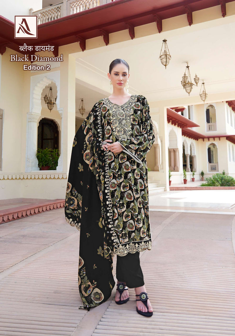 Alok Suits Black Diamond Edition 2 Rayon Fancy Embroidery Designer Salwar Kameez