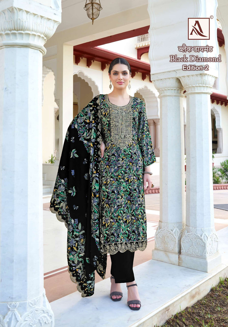 Alok Suits Black Diamond Edition 2 Rayon Fancy Embroidery Designer Salwar Kameez