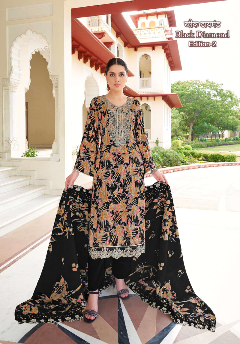 Alok Suits Black Diamond Edition 2 Rayon Fancy Embroidery Designer Salwar Kameez