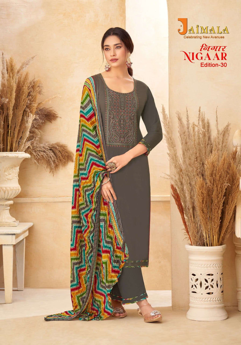 Alok Suits Nigaar Vol 30 Rayon Slub With Embroidery Unstitched Salwar Suit