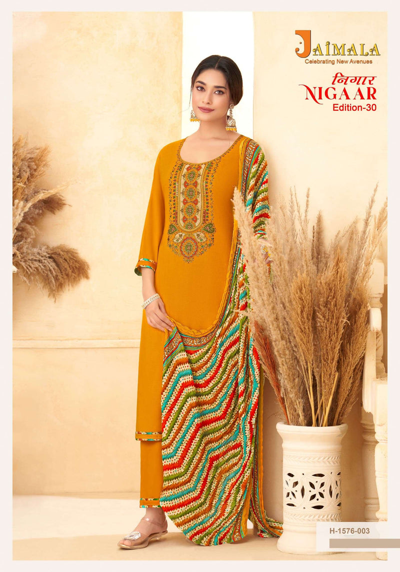 Alok Suits Nigaar Vol 30 Rayon Slub With Embroidery Unstitched Salwar Suit