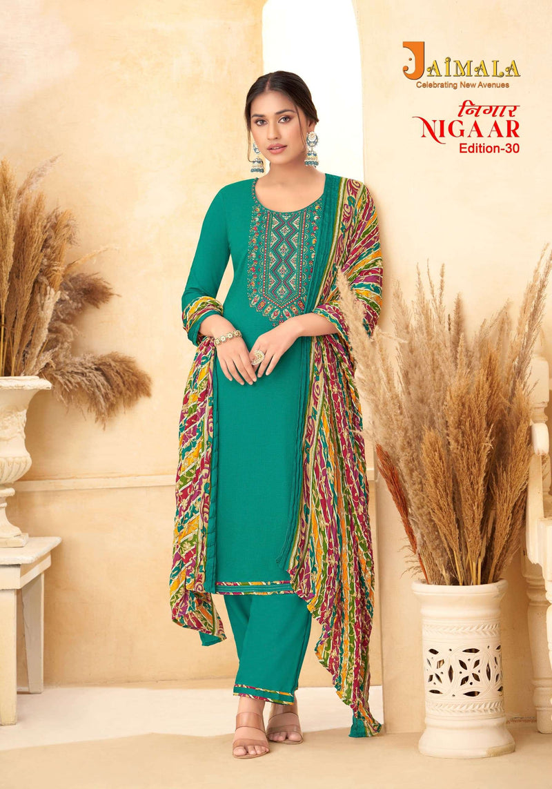 Alok Suits Nigaar Vol 30 Rayon Slub With Embroidery Unstitched Salwar Suit