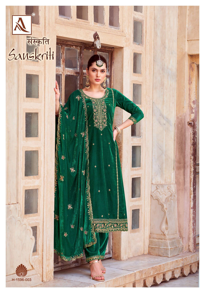 Alok Suits Sanskriti Velvet Designer Embroidery Party Wear Suit