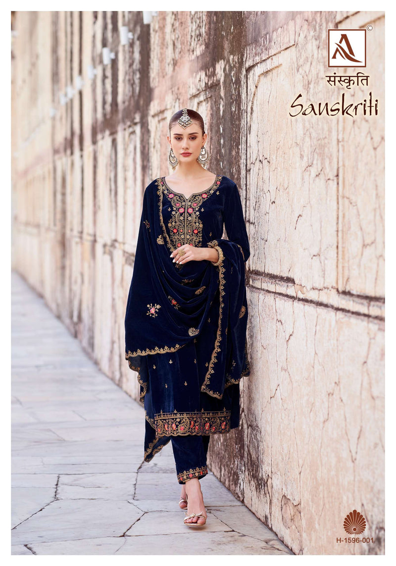 Alok Suits Sanskriti Velvet Designer Embroidery Party Wear Suit