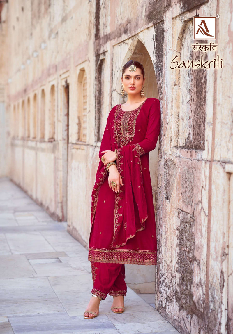 Alok Suits Sanskriti Velvet Designer Embroidery Party Wear Suit