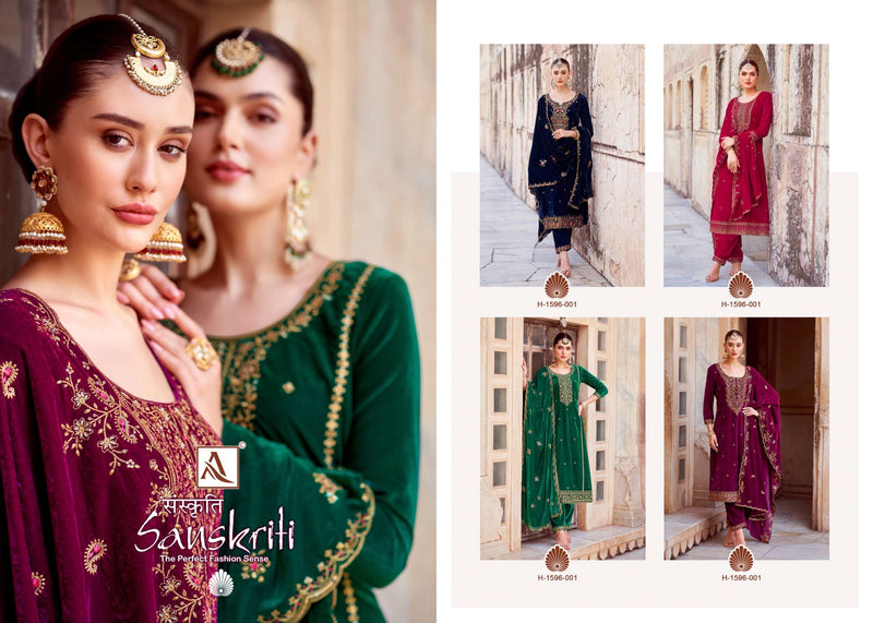 Alok Suits Sanskriti Velvet Designer Embroidery Party Wear Suit