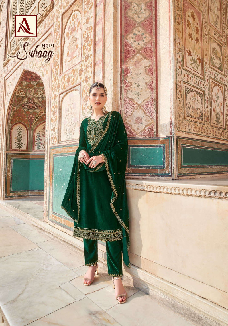 Alok Suits Suhaag Velvet  Designer Embroidery Salwar Kameez