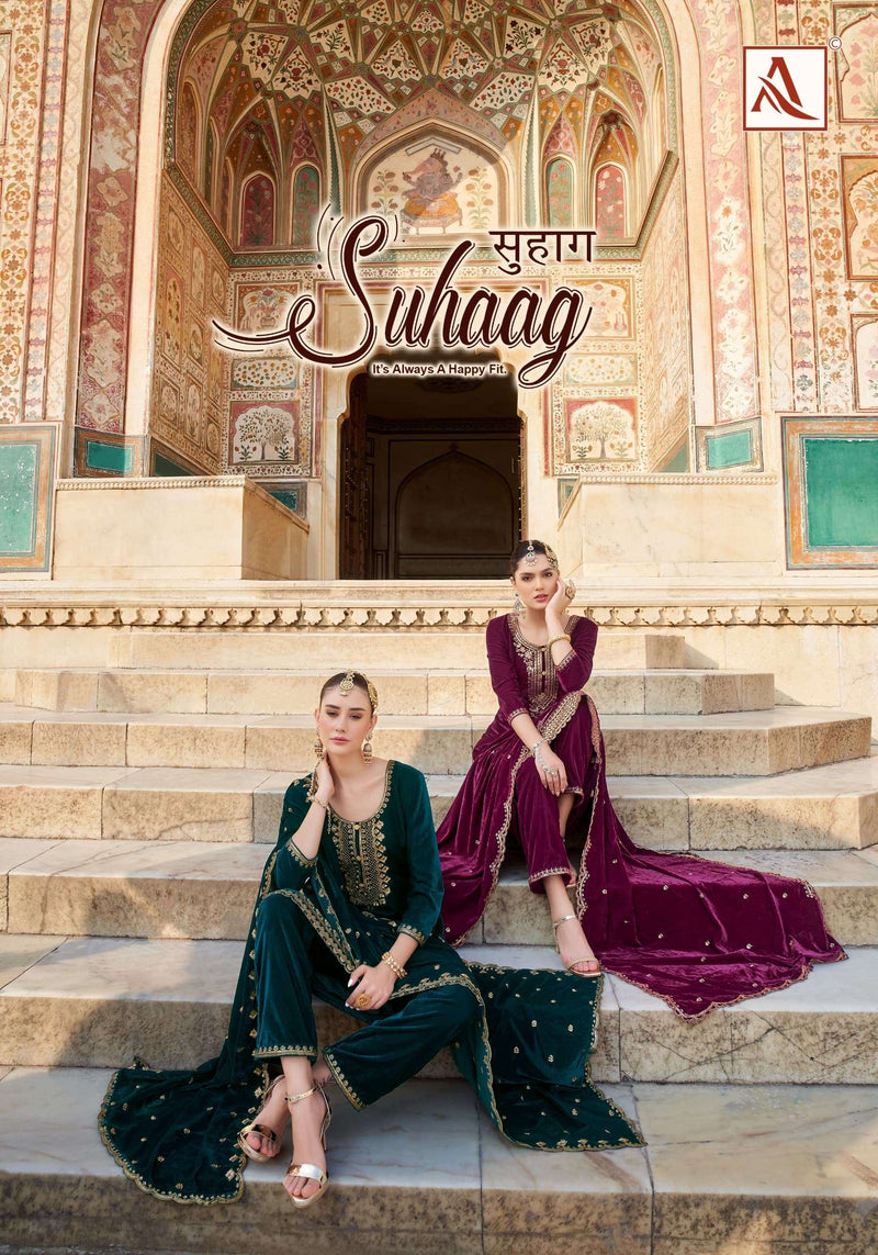 Alok Suits Suhaag Velvet  Designer Embroidery Salwar Kameez