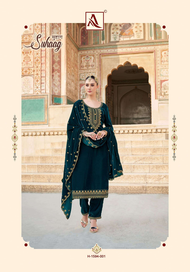 Alok Suits Suhaag Velvet  Designer Embroidery Salwar Kameez