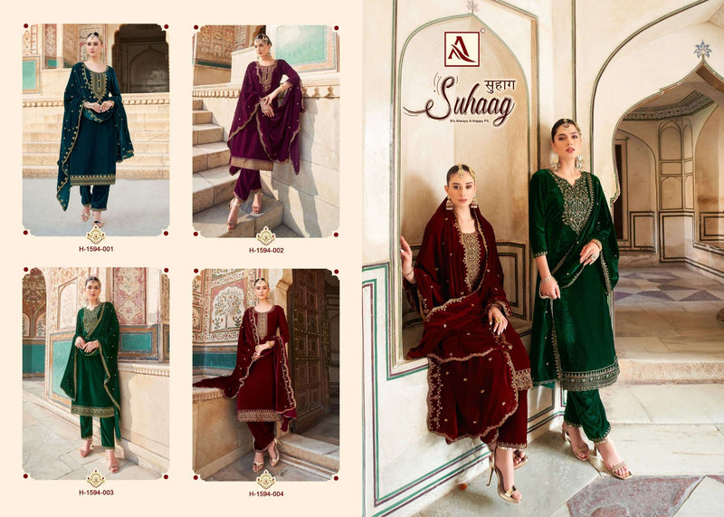 Alok Suits Suhaag Velvet  Designer Embroidery Salwar Kameez