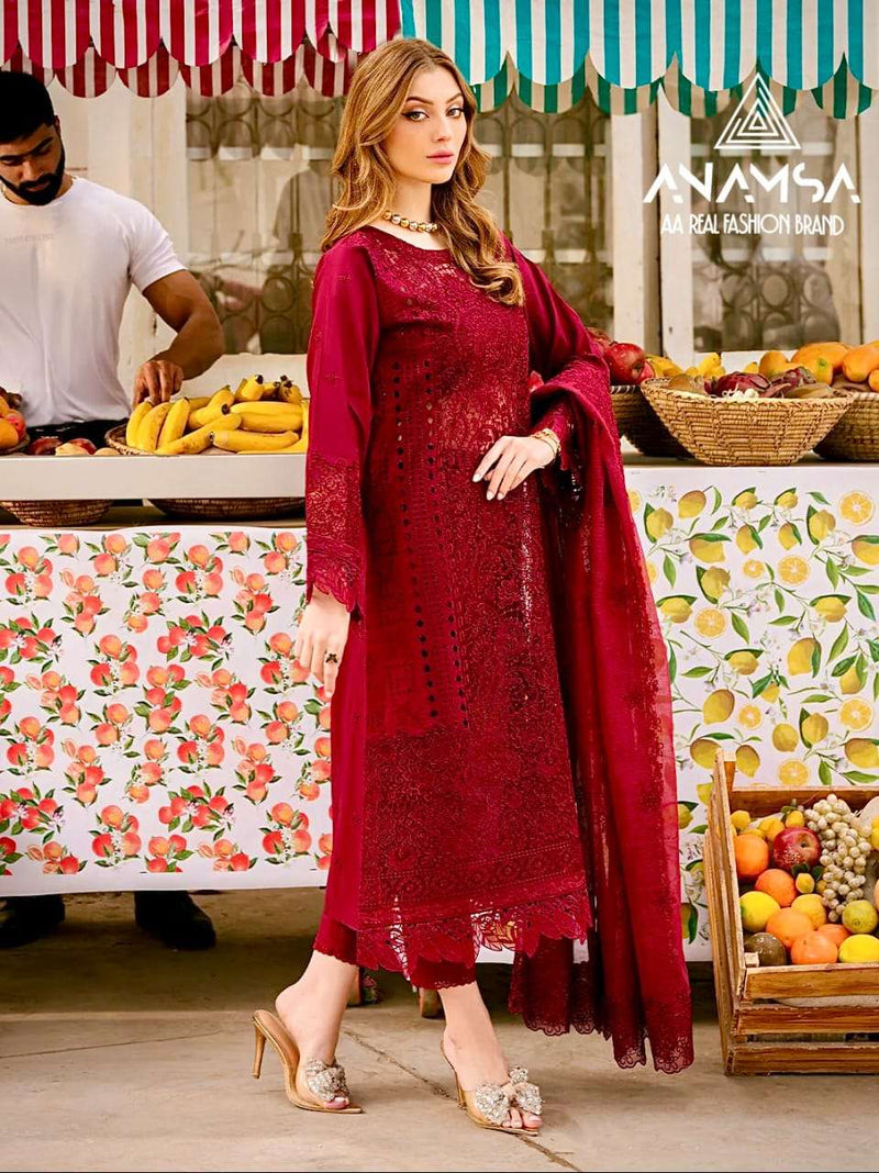 Anamsa 484 Jam Cotton Heavy Embroidered Fancy Party Wear Suit