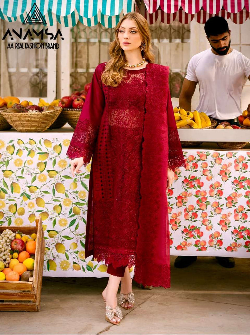 Anamsa 484 Jam Cotton Heavy Embroidered Fancy Party Wear Suit