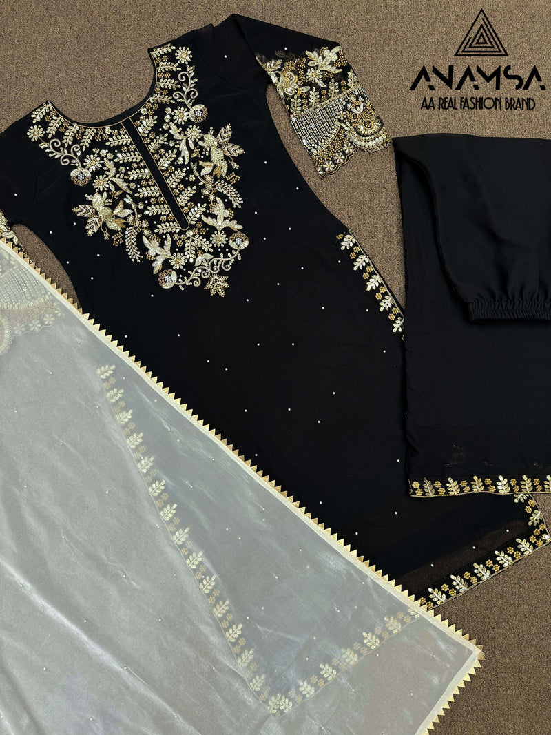 Anamsa 487 Fox Georgette Heavy Embroidered Party Wear Suit