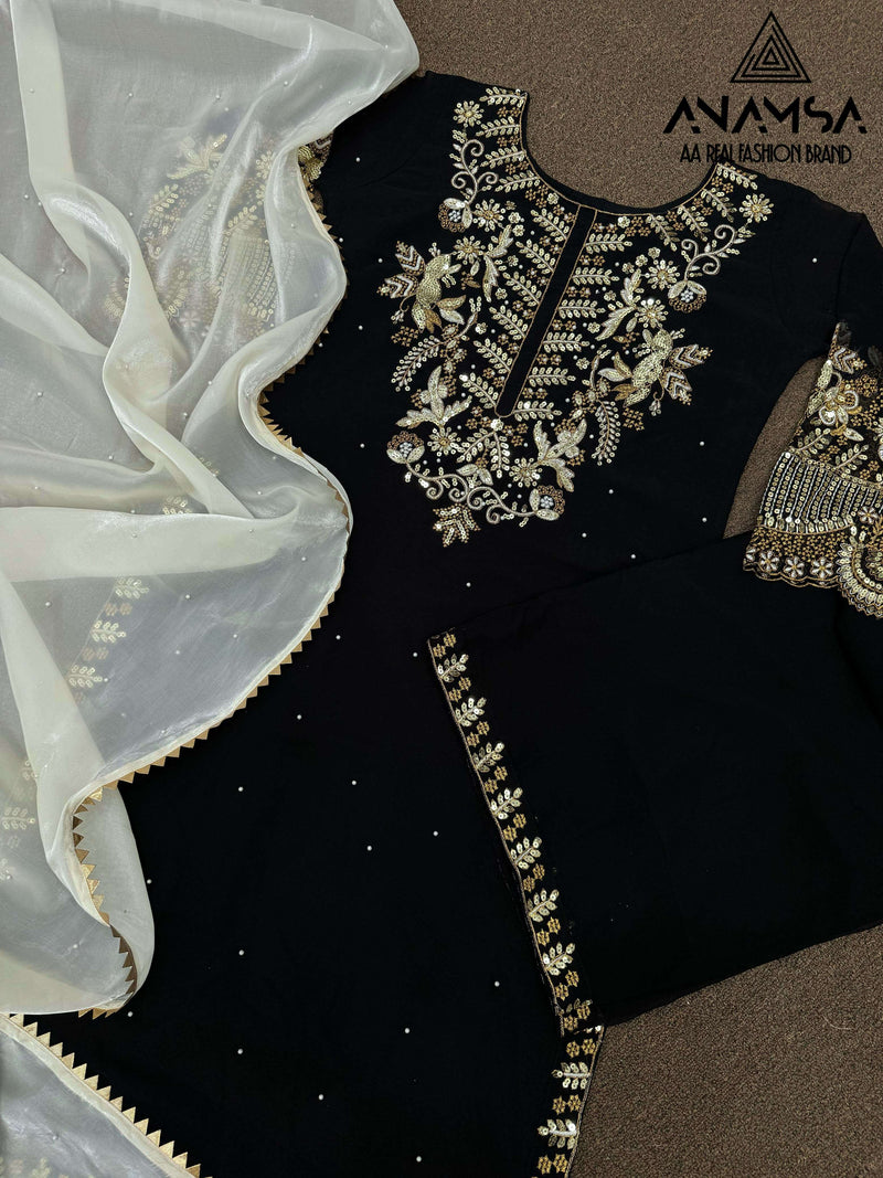 Anamsa 487 Fox Georgette Heavy Embroidered Party Wear Suit