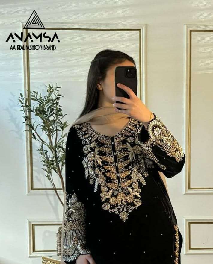 Anamsa 487 Fox Georgette Heavy Embroidered Party Wear Suit