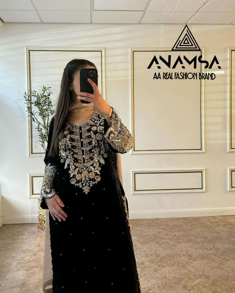 Anamsa 487 Fox Georgette Heavy Embroidered Party Wear Suit