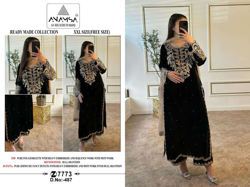 Anamsa 487 Fox Georgette Heavy Embroidered Party Wear Suit