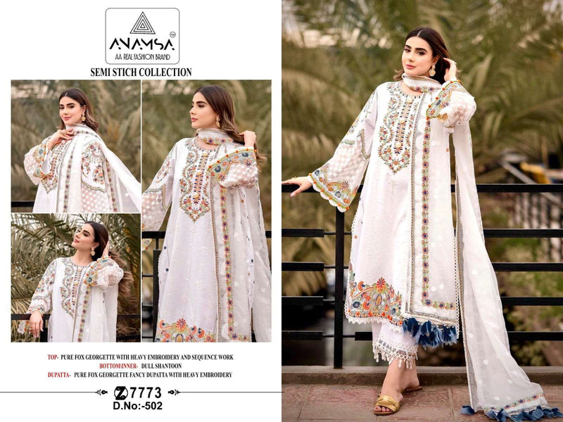 Anamsa 502 Fox Georgette Heavy Embroidered Sequence Work Salwar Kameez