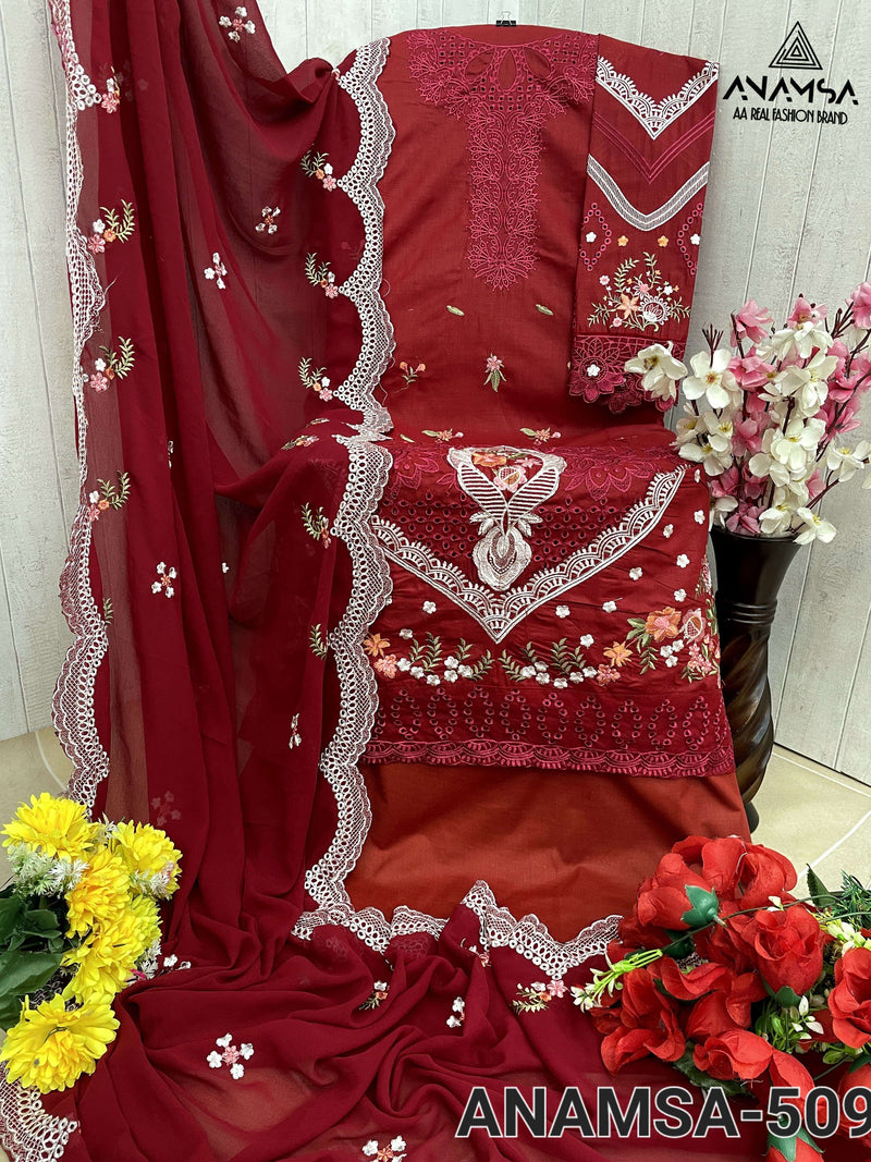 Anamsa 509 Jam Cotton Heavy Embroidered Party Wear Suit