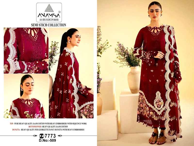 Anamsa 509 Jam Cotton Heavy Embroidered Party Wear Suit