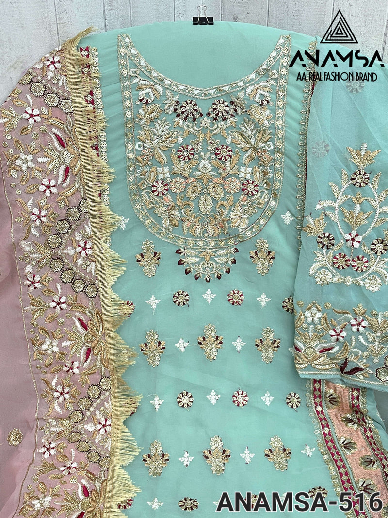 Anamsa 516 Fox Georgette  Heavy Embroidered Fancy Suit