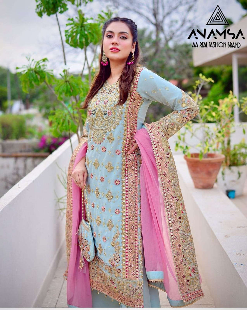 Anamsa 516 Fox Georgette  Heavy Embroidered Fancy Suit