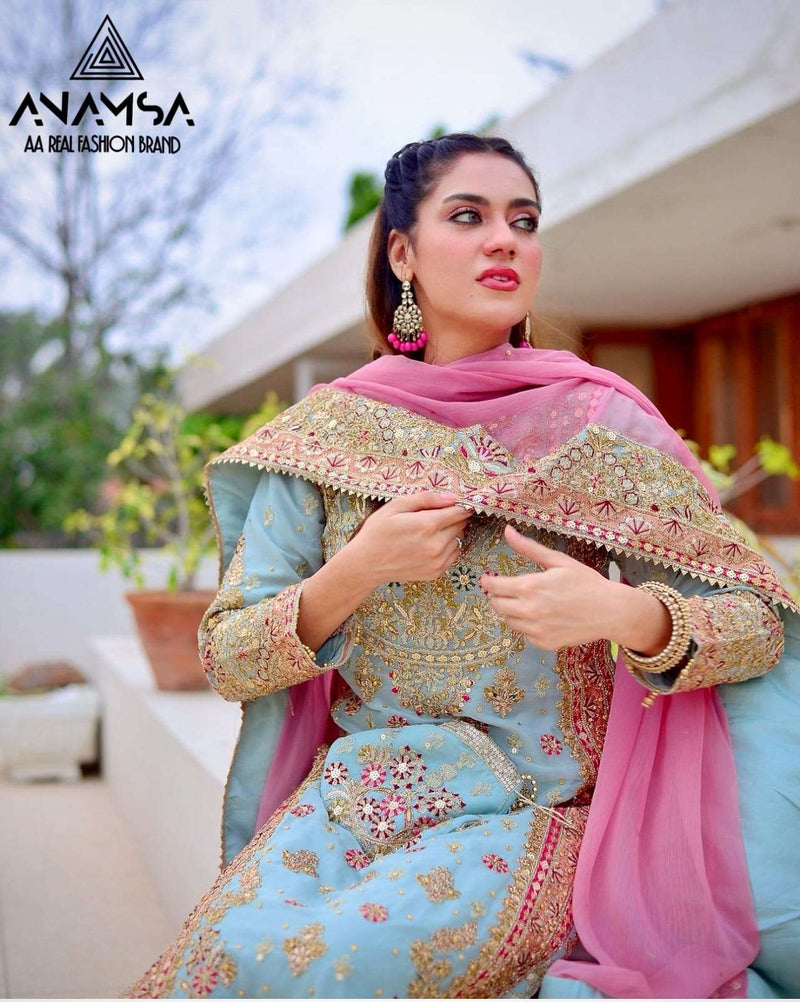 Anamsa 516 Fox Georgette  Heavy Embroidered Fancy Suit