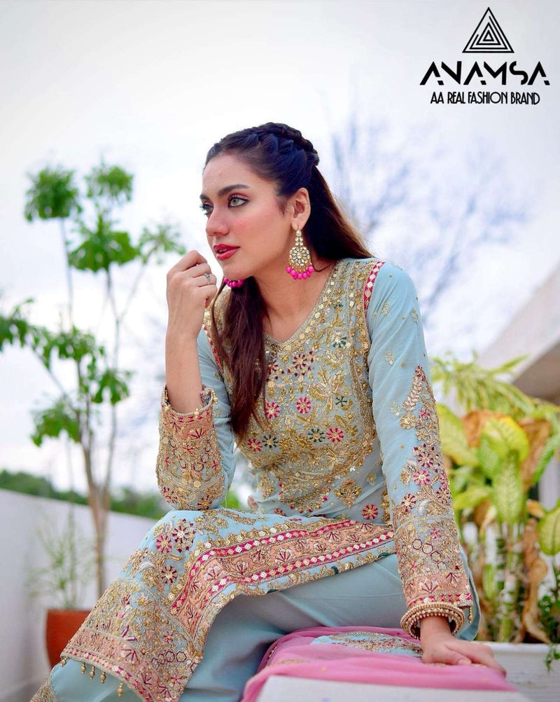 Anamsa 516 Fox Georgette  Heavy Embroidered Fancy Suit