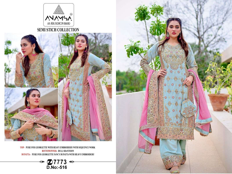 Anamsa 516 Fox Georgette  Heavy Embroidered Fancy Suit