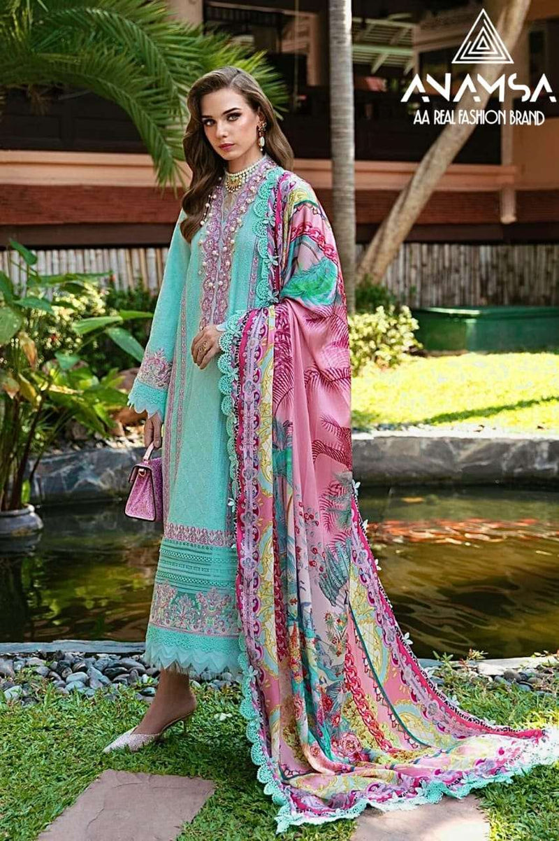 Anamsa 524 Jam Cotton Heavy Embroidered Sequence Work Suit